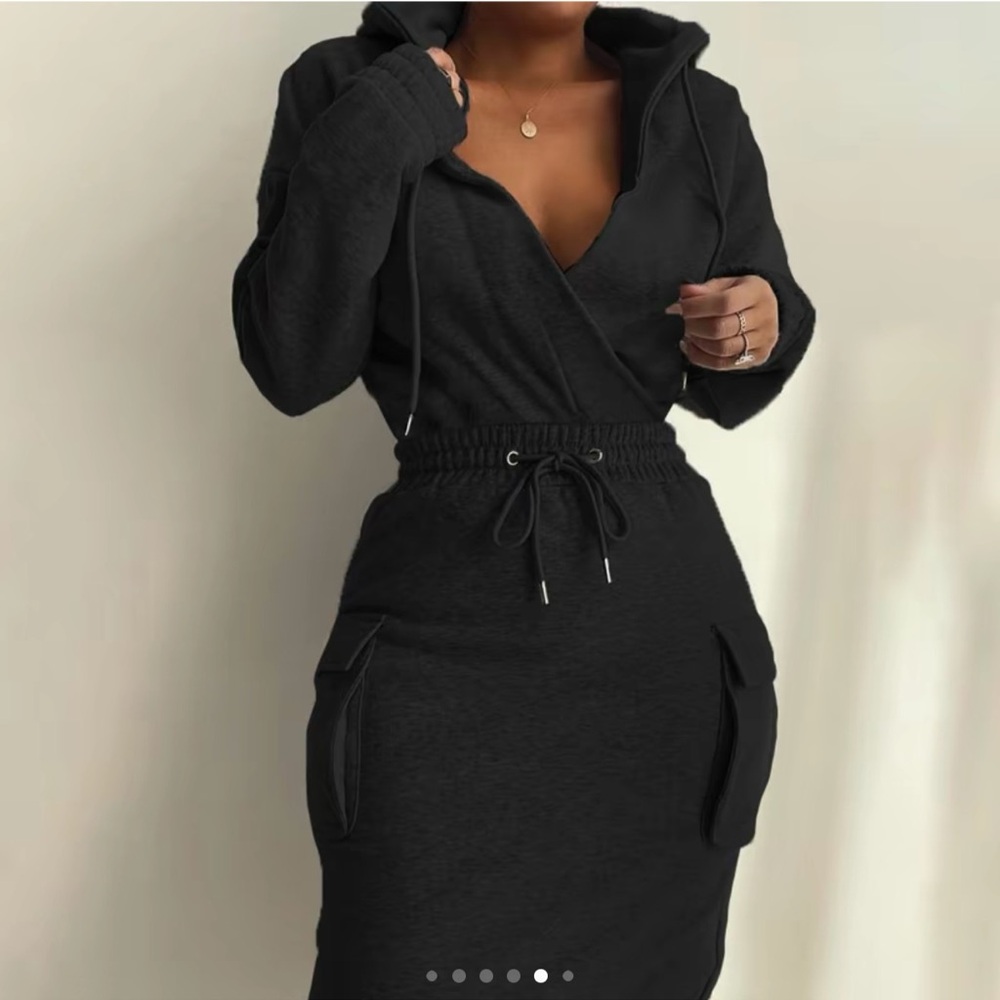 Black Tie Front Ribbed Mini Dress